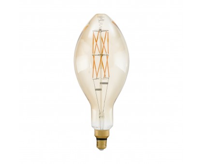 Лампа светодиодная филаментная диммируемая "BIG SIZE" E140, 8W (E27), Ø140, L330, 2100K, 806lm, янтарь