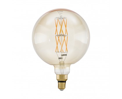 Лампа светодиодная филаментная диммируемая "BIG SIZE" G200, 8W (E27), Ø200, L290, 2100K, 806lm, янтарь