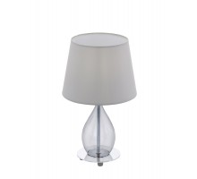 94683 Настольная лампа RINEIRO, 1x40W (E14), ?200, стекло, черный прозрачный/текстиль, серый