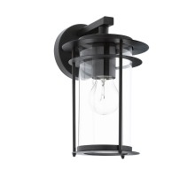 Уличный светильник настенный VALDEO, 1х60W(E27), L165, H275, гальван. сталь, черный/стекло с каплями, прозрачный