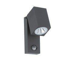 Уличный светодиодный настенный светильник SAKEDA c датч. дв-я, 1х3,2W(LED), L70, H170, литой алюминий, антрацит