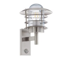Уличный светильник напольный MOUNA c датчиком движения, 1х60W(E27), H265, нерж. сталь/стекло