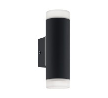Уличный светодиодный светильник наcтенный RIGA-LED, 2х5W(GU10), H205, гальван. сталь, черный/пластик матовый