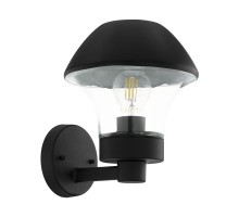Уличный светильник наcтенный VERLUCCA, 1х60W(E27), L265, H335, A220, гальв. сталь, черный/стекло, прозрачный, черный