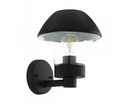Уличный светильник наcтенный VERLUCCA, 1х60W(E27), L265, H335, A220, гальв. сталь, черный/стекло, прозрачный, черный