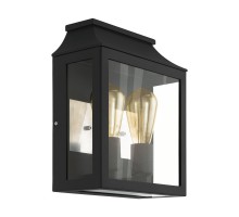 Уличный светильник наcтенный SONCINO, 2х60W(E27), L265, H330, лит. алюминий, черный/стекло, прозрачный