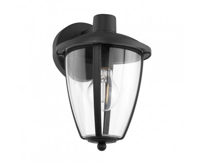 Уличный светильник настенный COMMUNERO 2, 1х60W(E27), H275, L175, лит. алюминий, черный/пластик, прозрачный